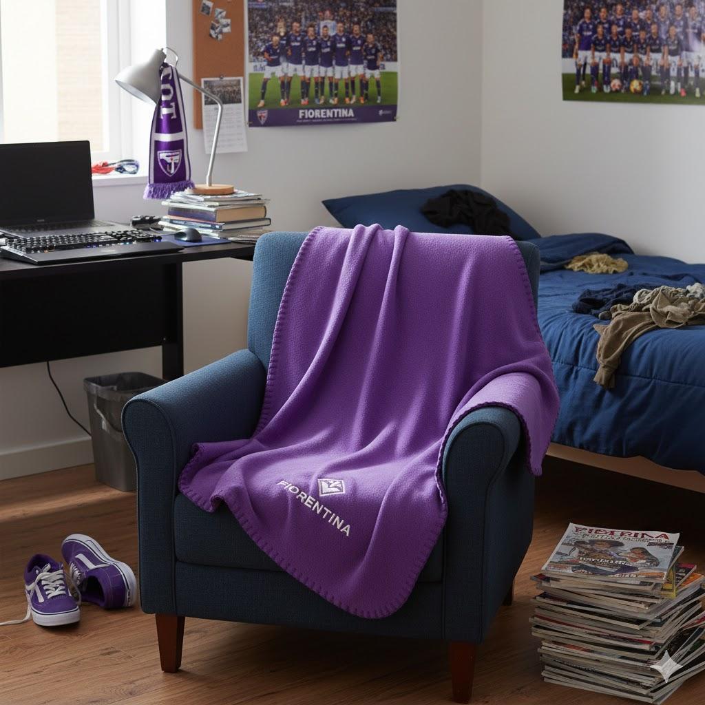 Plaid coperta in pile compatibile con Fiorentina Calcio viola 90x150cm