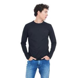 Maglia manica lunga in cotone basic da uomo  nero