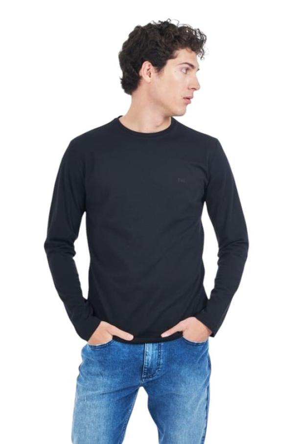 Maglia manica lunga in cotone basic da uomo Yes Zee nero