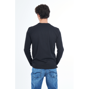 Maglia manica lunga in cotone basic da uomo  nero