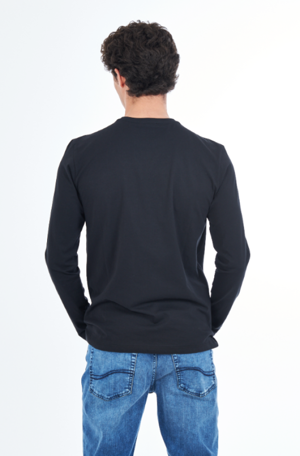 Maglia manica lunga in cotone basic da uomo Yes Zee nero