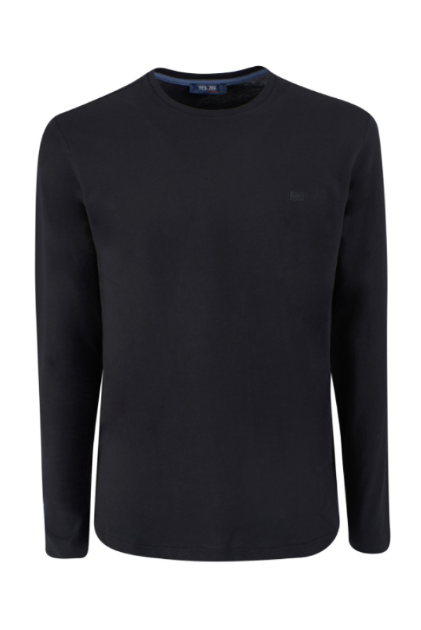 Maglia manica lunga in cotone basic da uomo Yes Zee nero