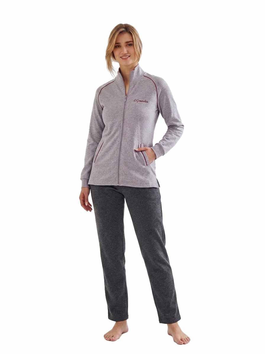 Tuta homewear donna felpata Il Granchio GA6020 grigio