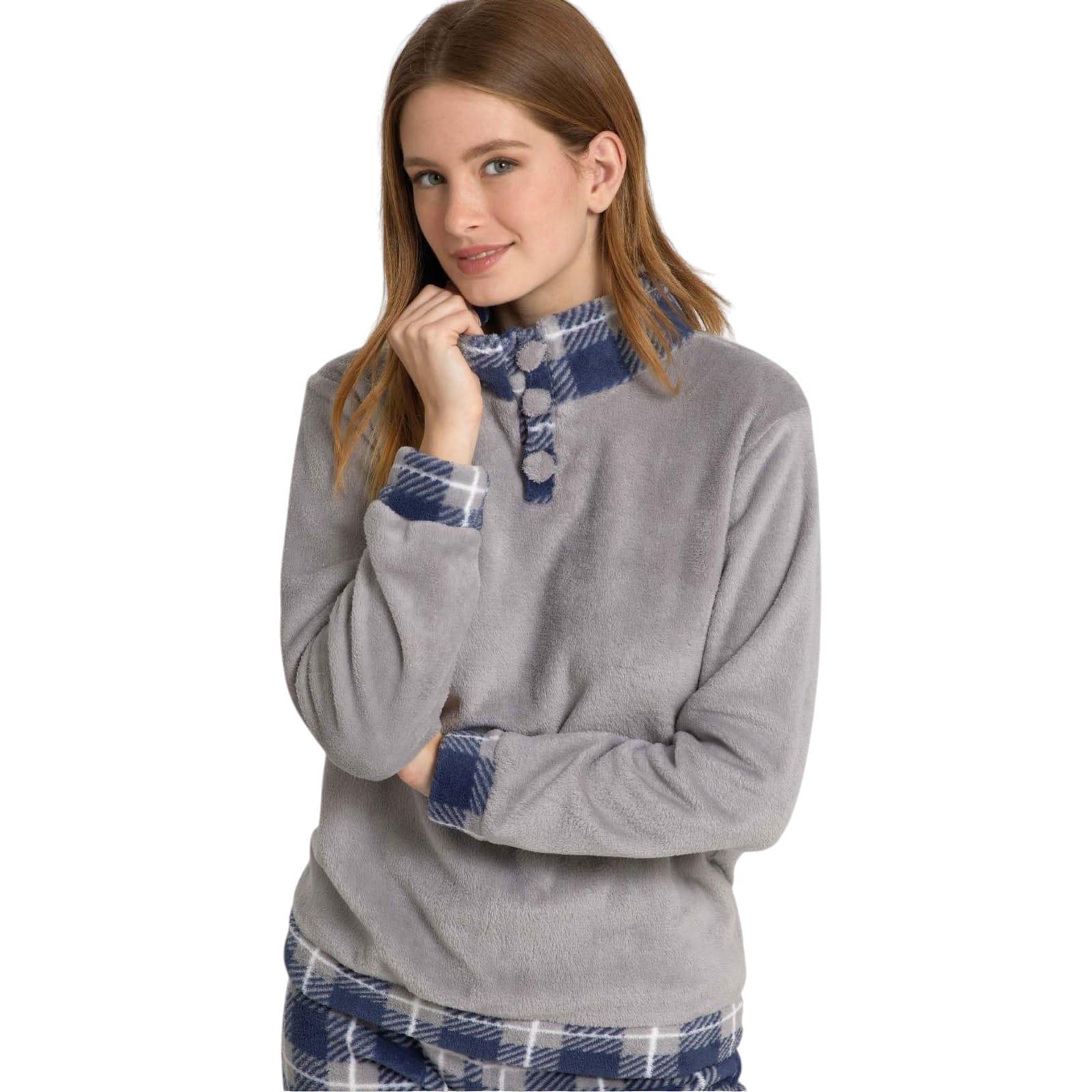 Tuta homewear pigiama in pile da donna Il Granchio GP6064 grigio