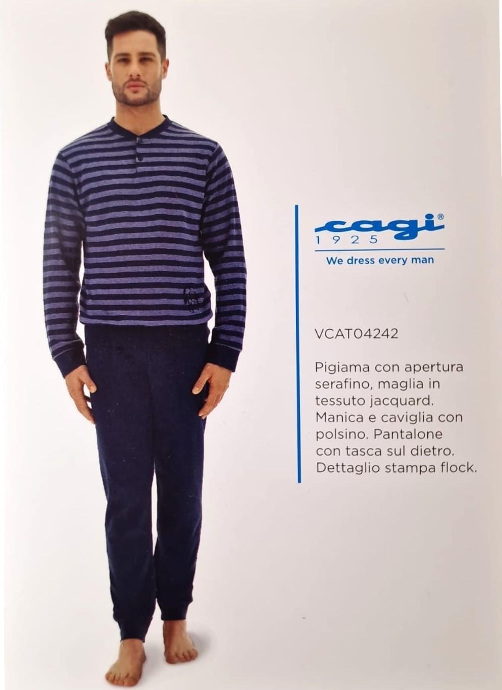 Pigiama in caldo cotone da uomo Cagi Grigio