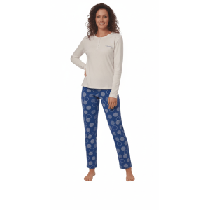 Pigiama donna comformato caldo cotone  gp6019/c panna