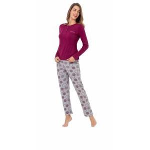 Pigiama donna comformato caldo cotone  gp6019/c rubino