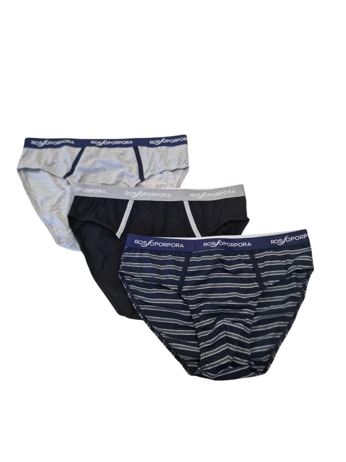 Tris slip uomo Rossoporpora in cotone elasticizzato Multicolore US2133