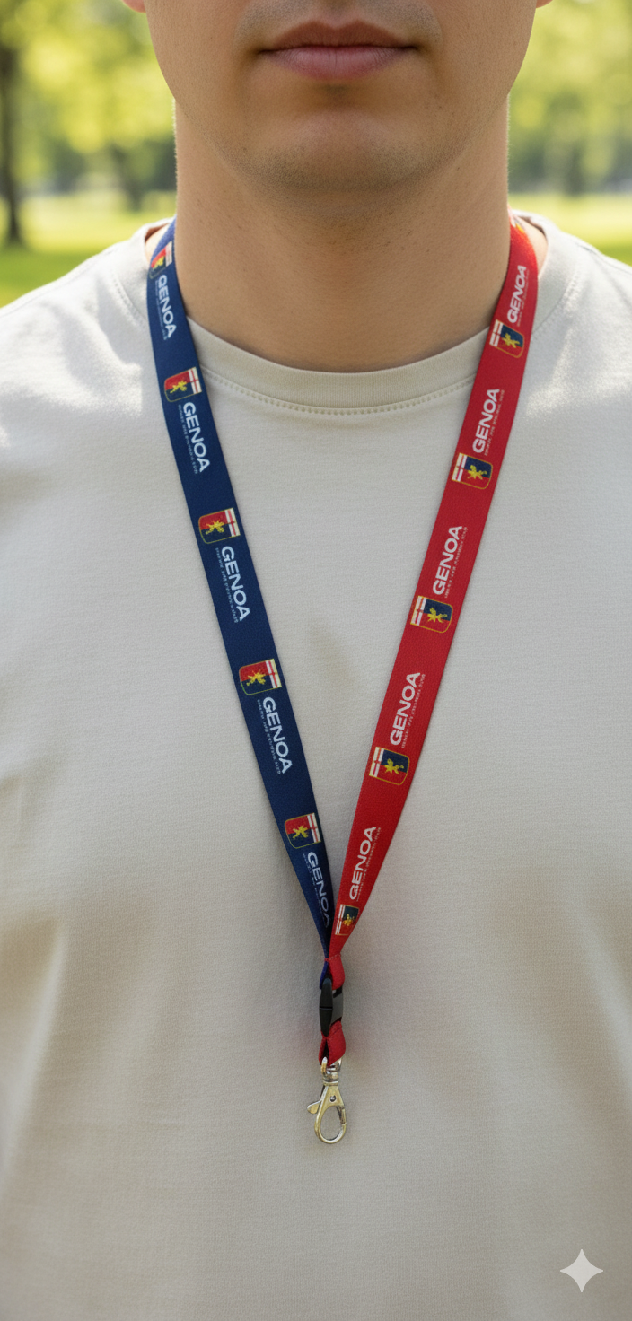 Lanyard portachiavi da collo portabadge compatibile con Genoa Calcio