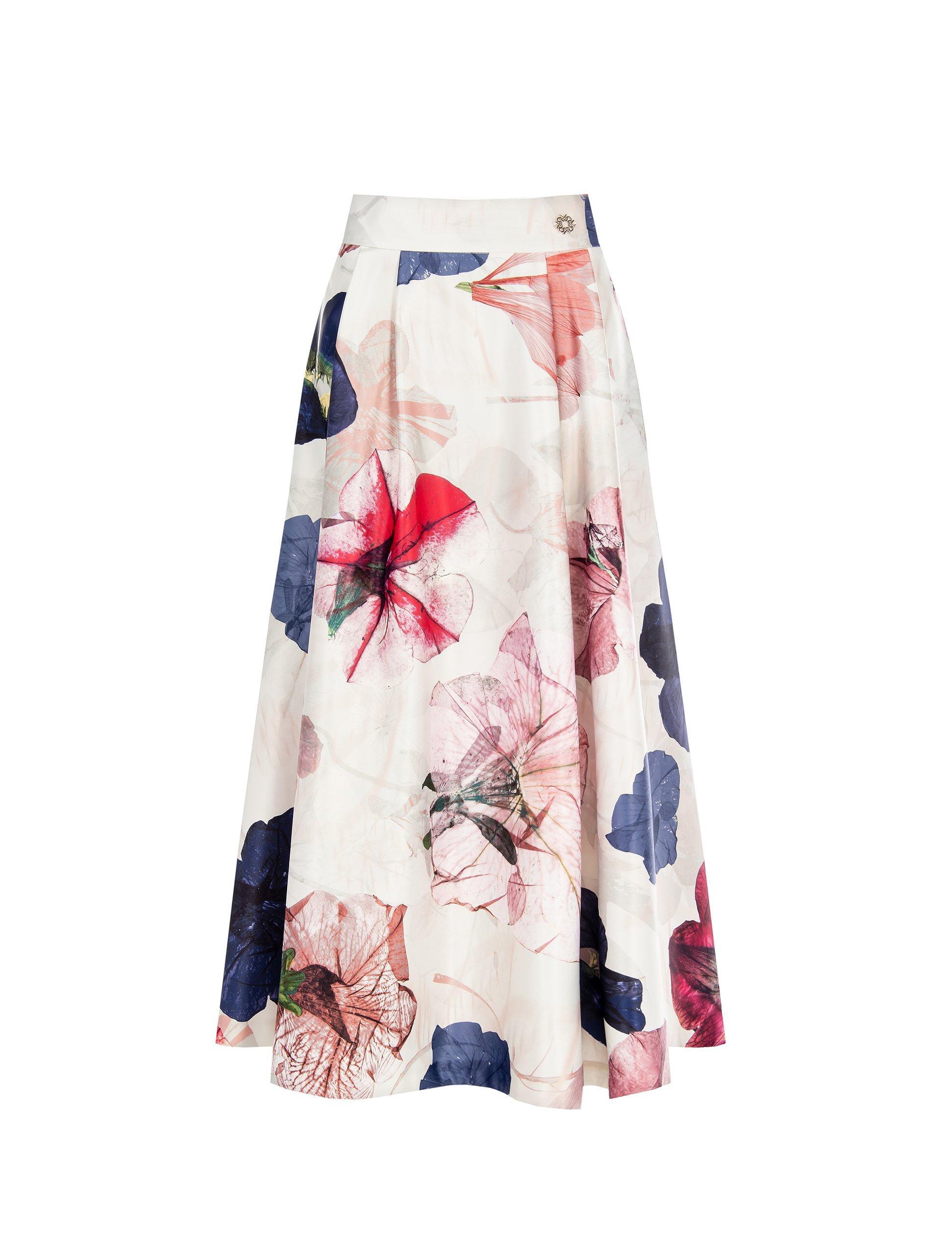 Gonna ruota Rinascimento raso stampa tulipani Rosa