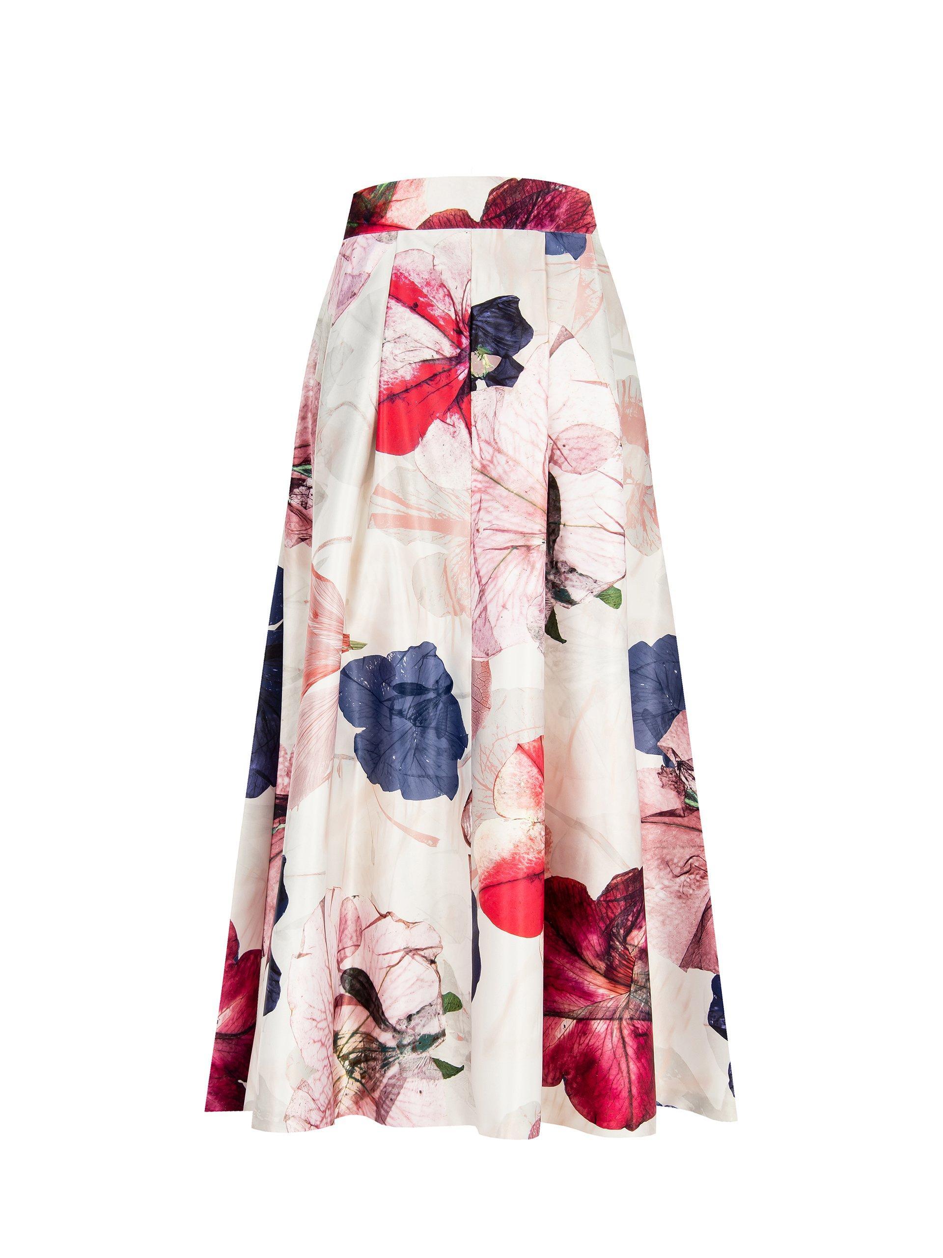 Gonna ruota Rinascimento raso stampa tulipani Rosa