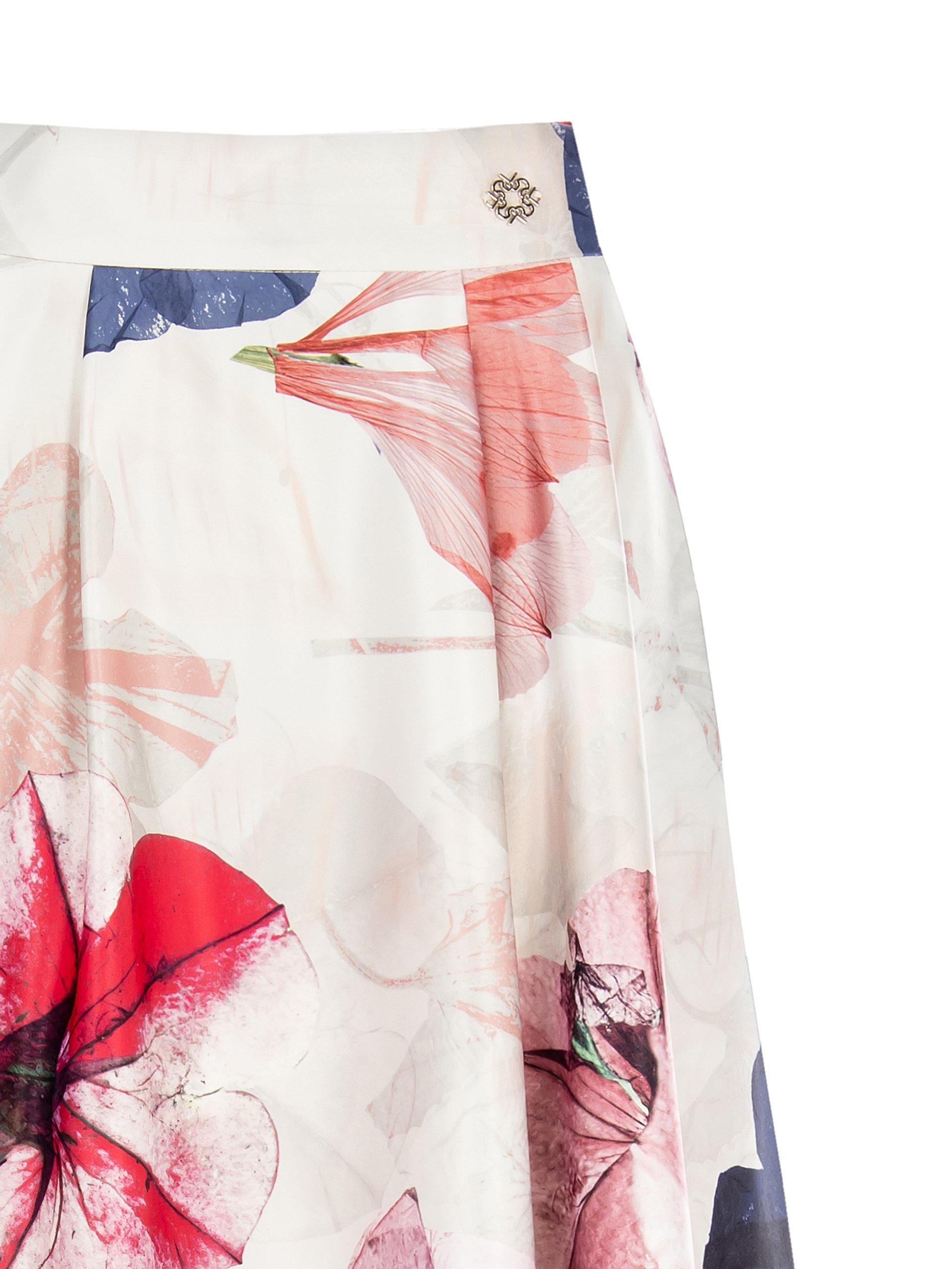 Gonna ruota Rinascimento raso stampa tulipani Rosa