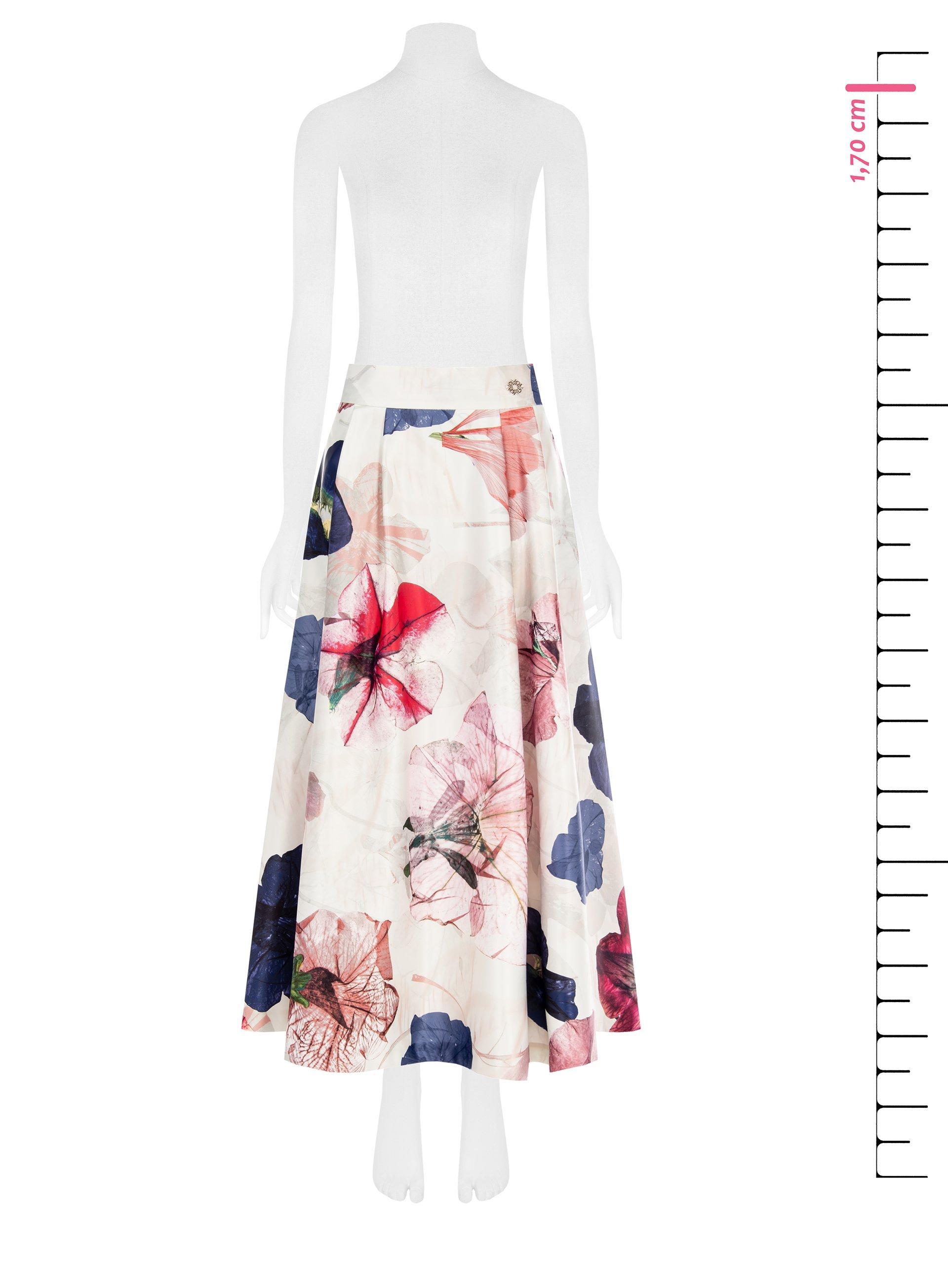 Gonna ruota Rinascimento raso stampa tulipani Rosa