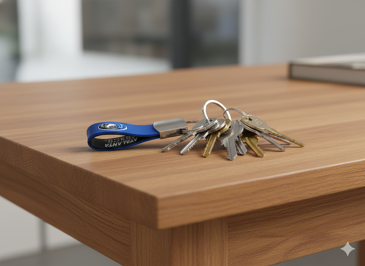 Portachiavi in metallo compatibile con Atalanta Calcio