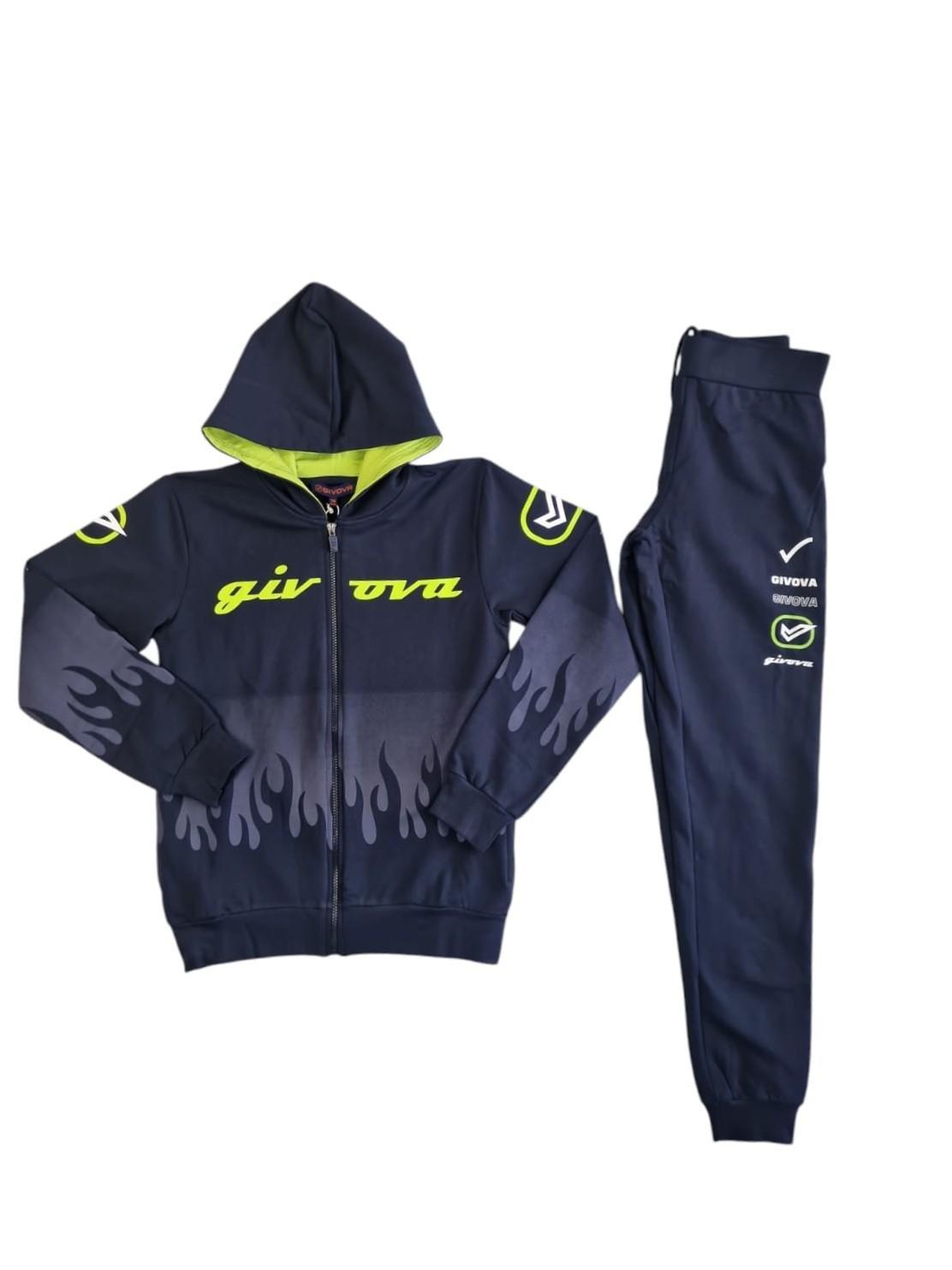 Tuta Givova full zip cotone felpato bambini ragazzi