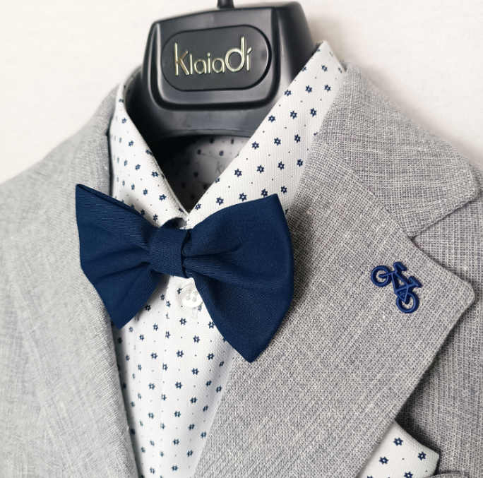 klaiadi completo ragazzo giacca tasca toppa trama lino + camicia fant+ pant cotone contr grigio - foto 3