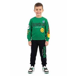 Tuta sportiva  felpata bambino verde