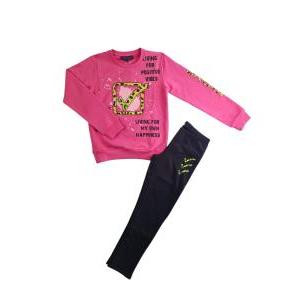 Completo tuta ragazza in cotone felpato