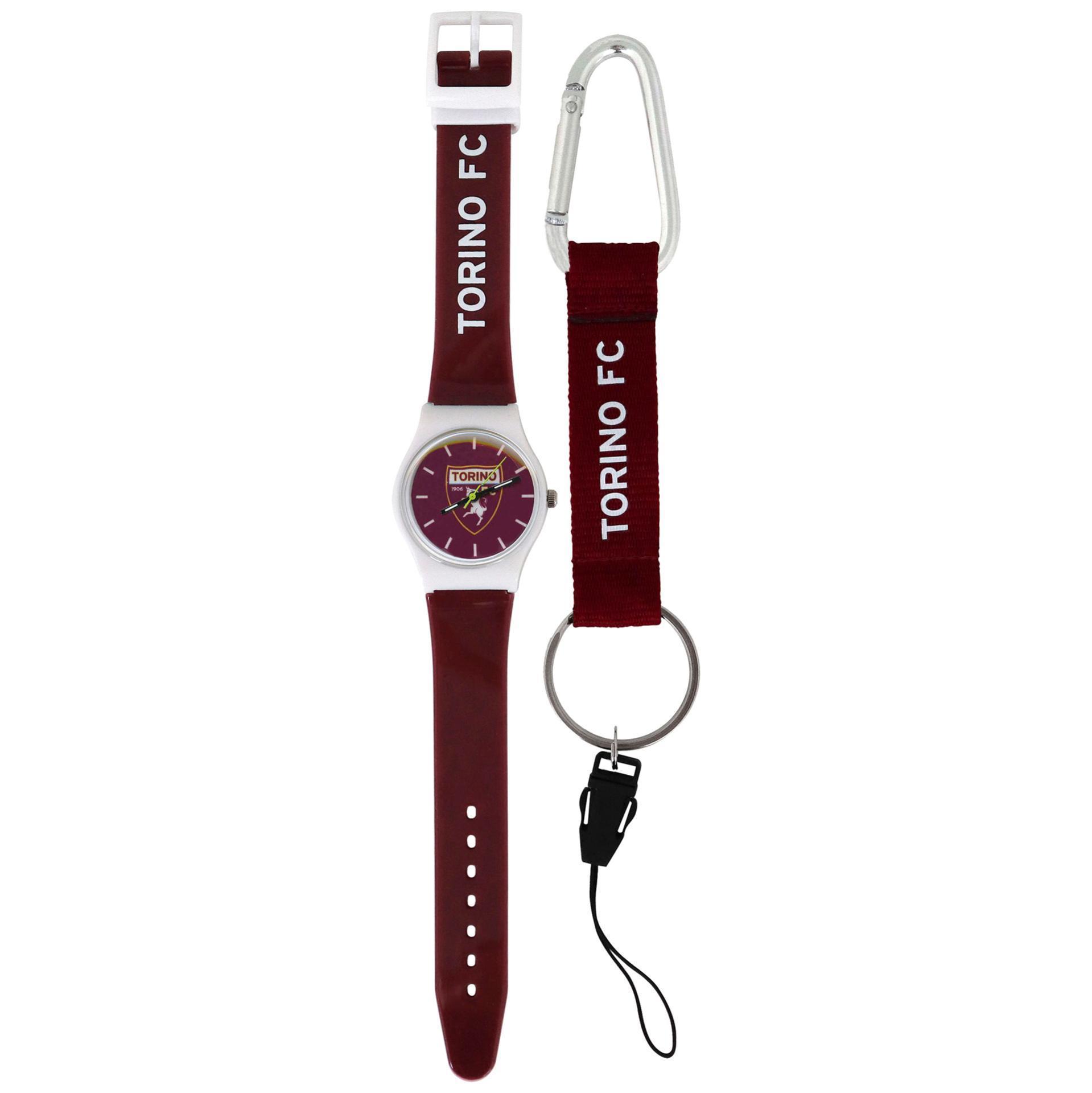 Kit orologio da polso e portachiavi compatibile con Torino Calcio