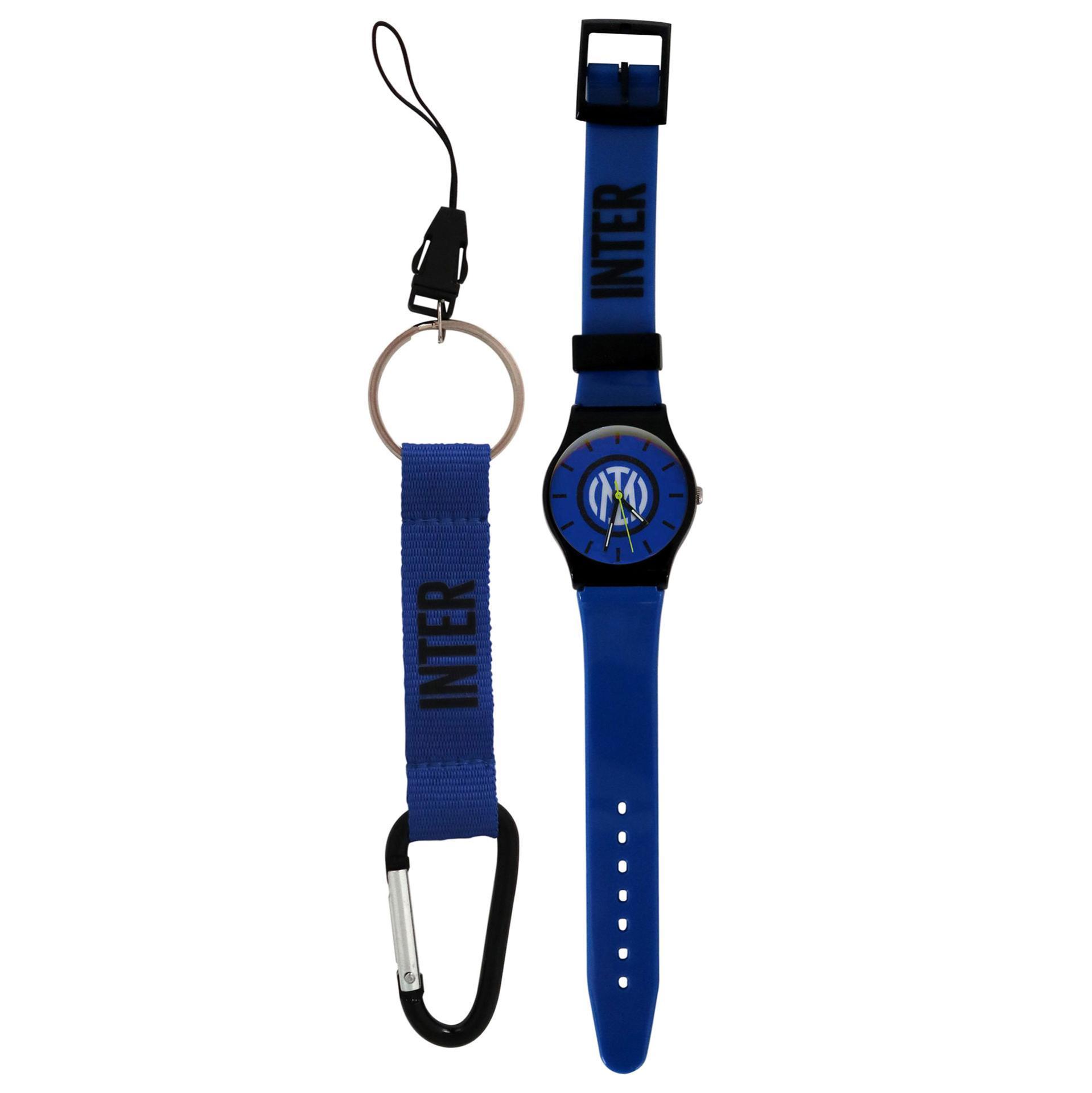 Kit orologio da polso e portachiavi compatibile con Inter
