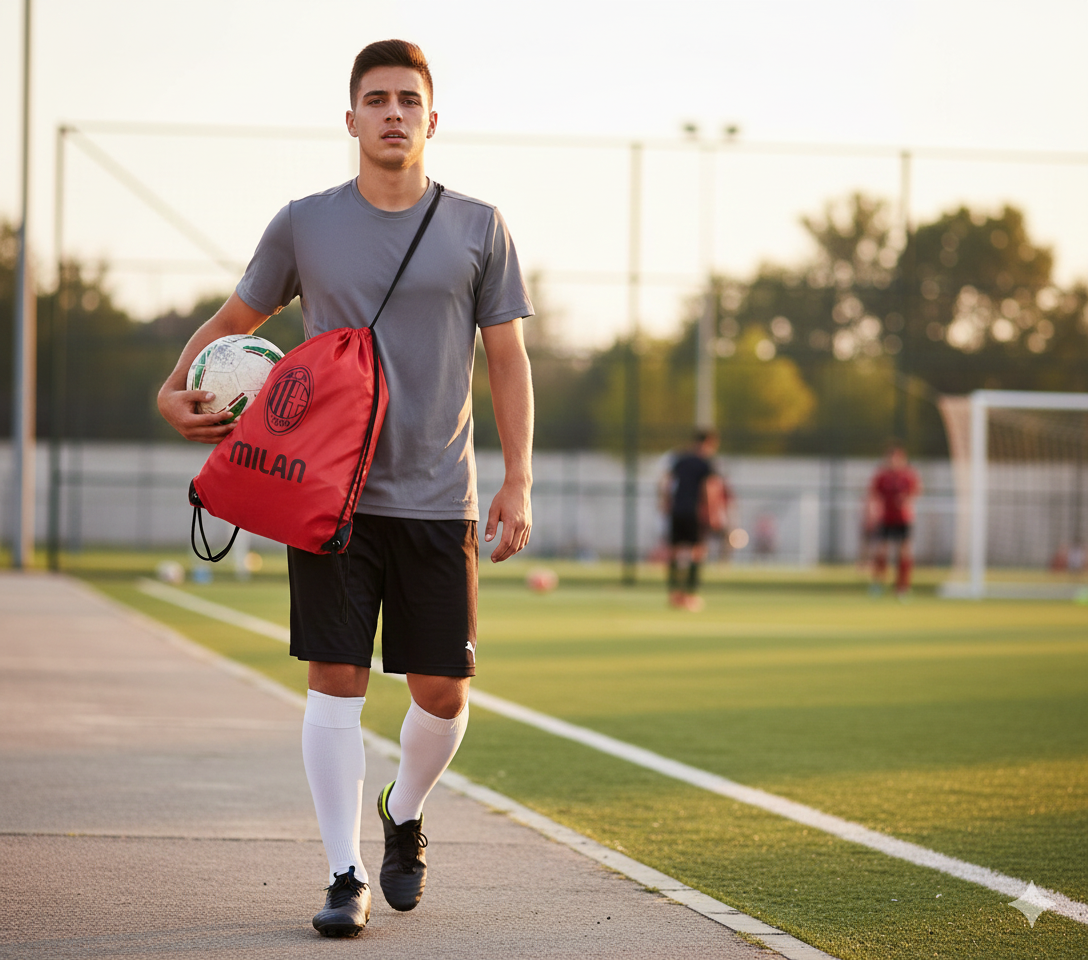 Sacca sportiva in nylon rossonera