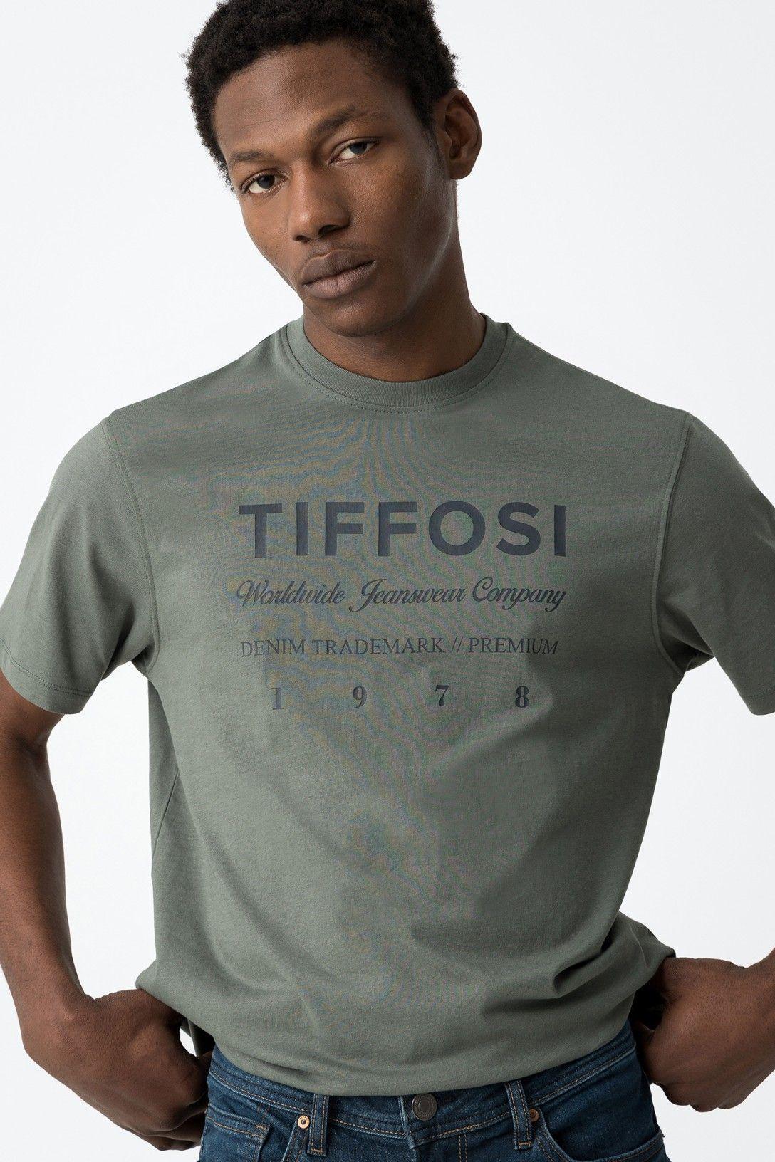 tiffosi enrique t-shirt mm stampa petto verde militare - foto 1