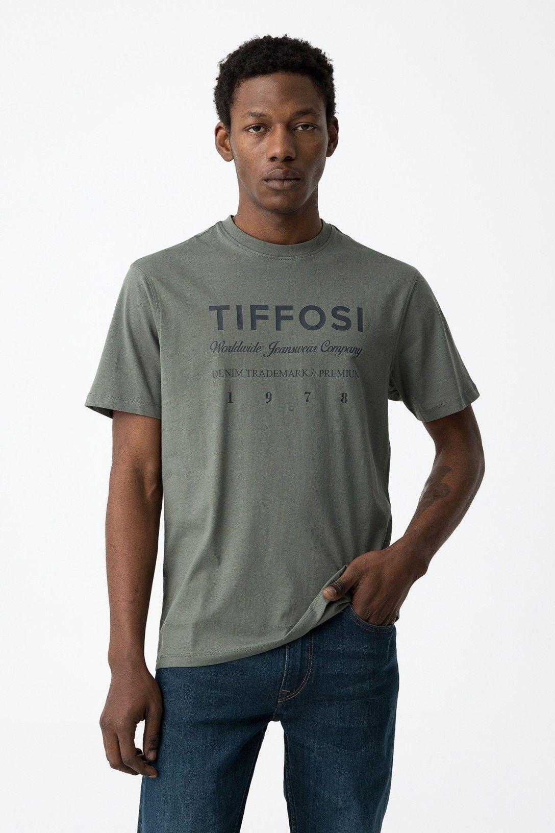 tiffosi enrique t-shirt mm stampa petto verde militare - foto 2
