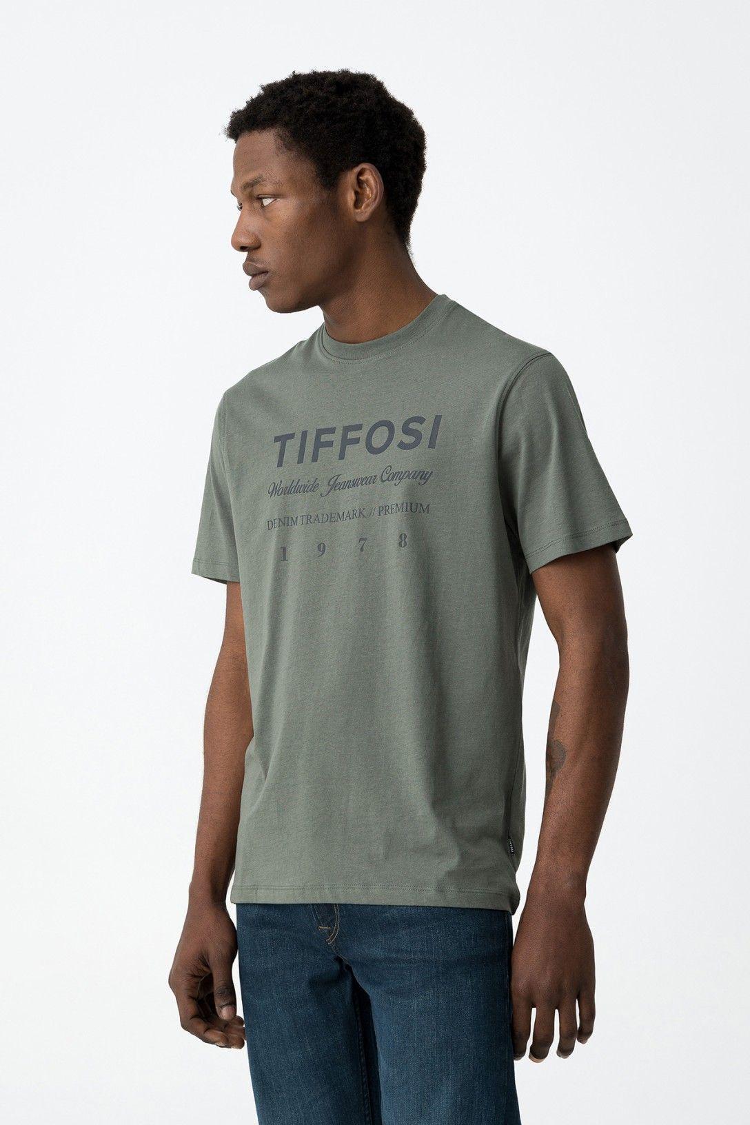tiffosi enrique t-shirt mm stampa petto verde militare - foto 3