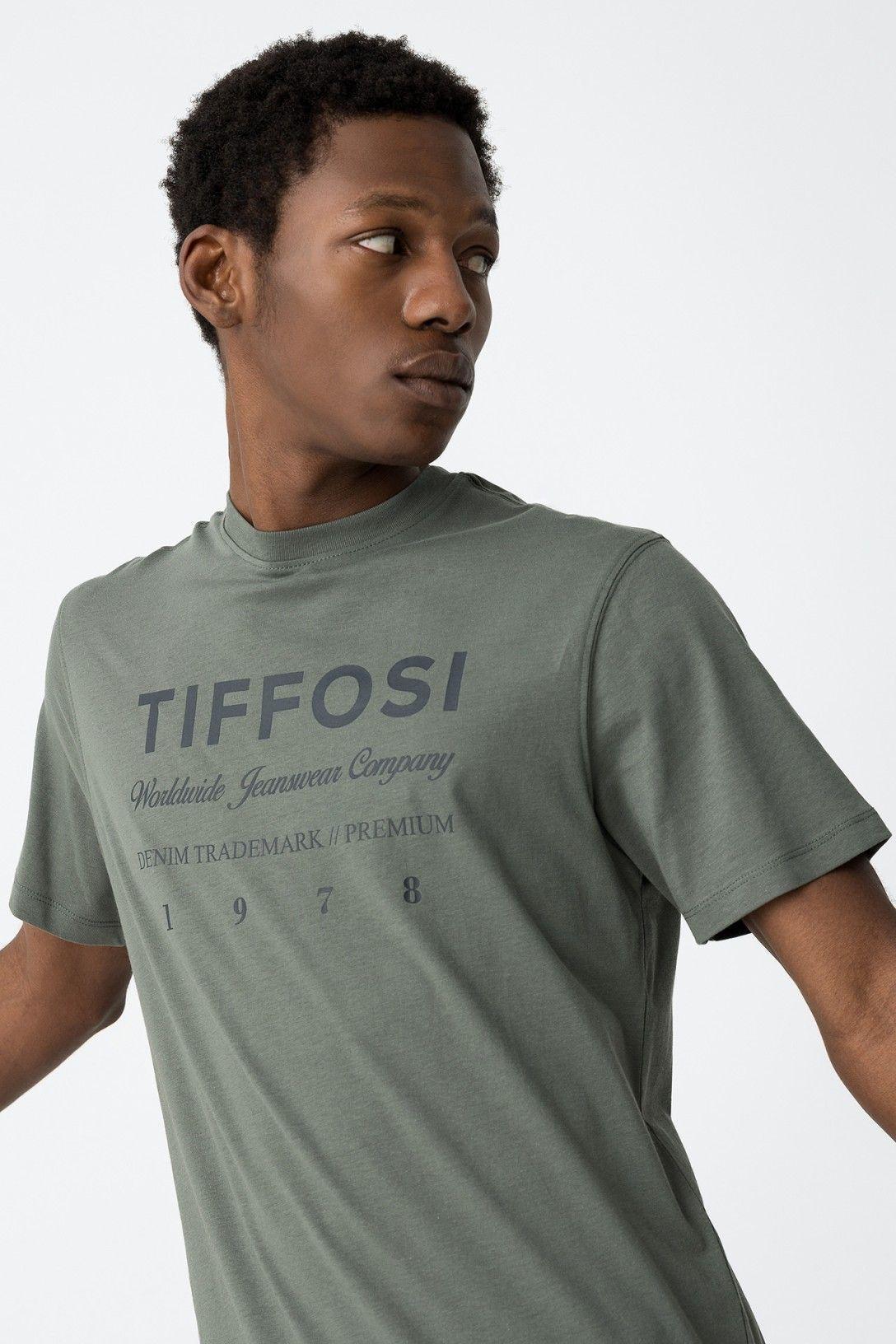 tiffosi enrique t-shirt mm stampa petto verde militare - foto 4