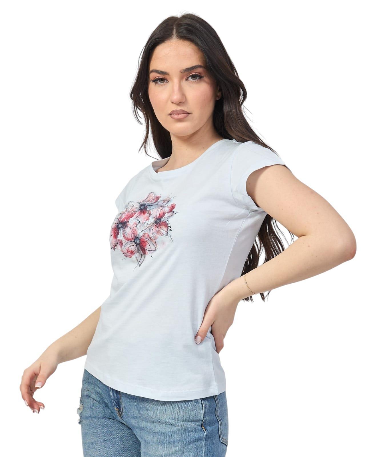 T-shirt in cotone donna Yes Zee fiori