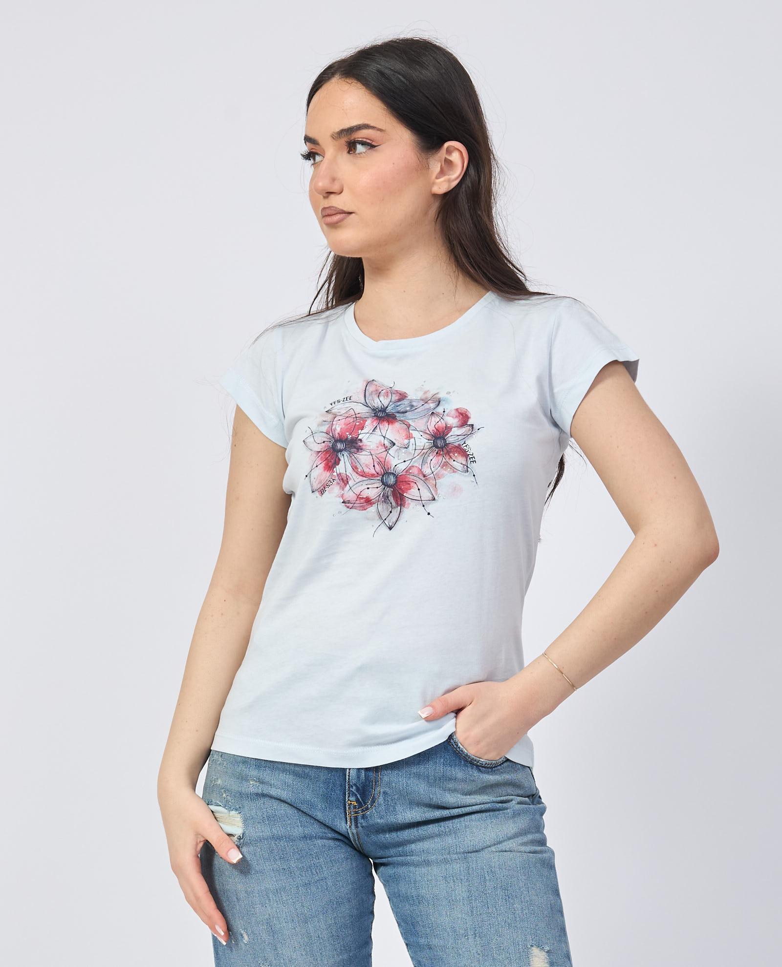 T-shirt in cotone donna Yes Zee fiori