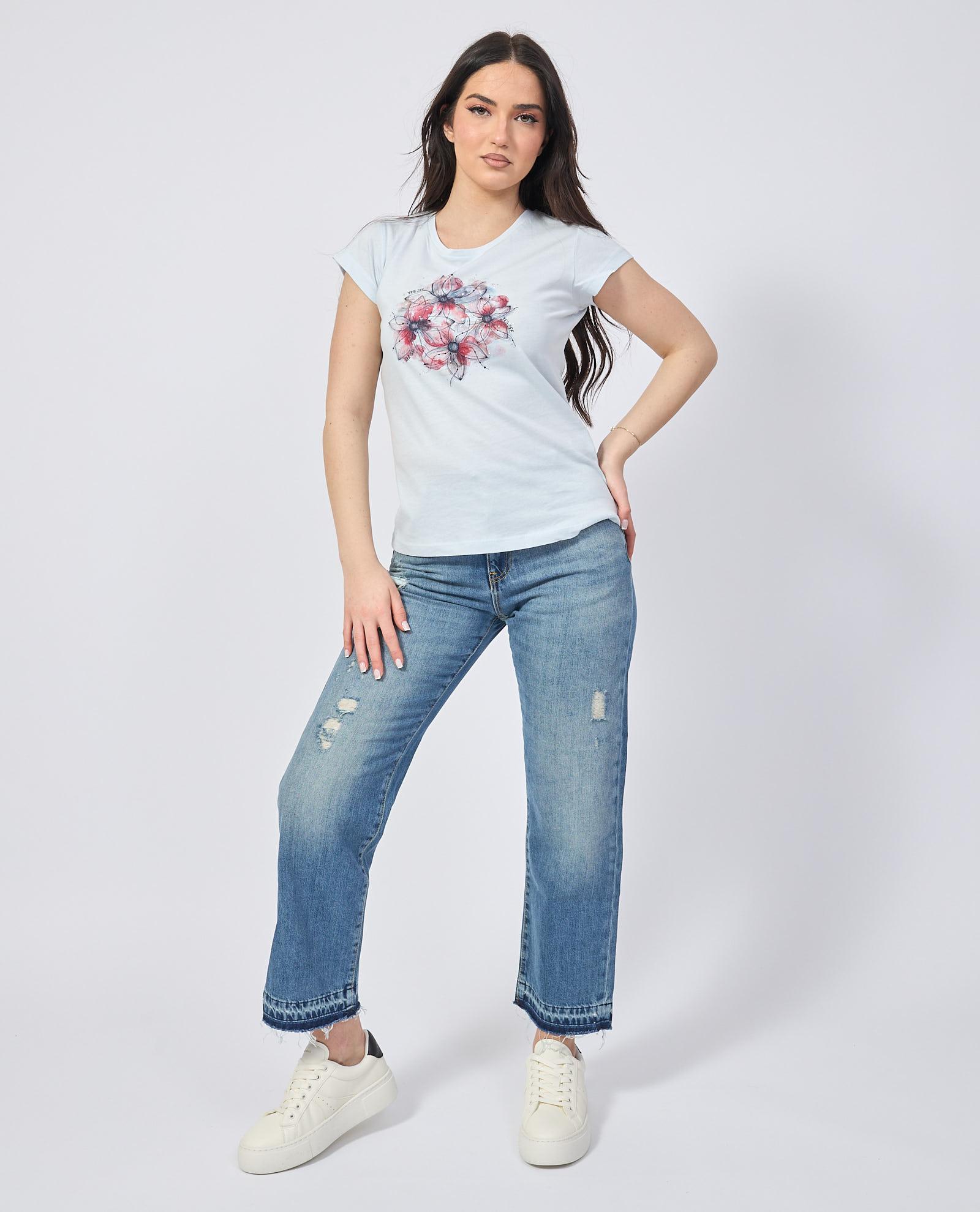 T-shirt in cotone donna Yes Zee fiori