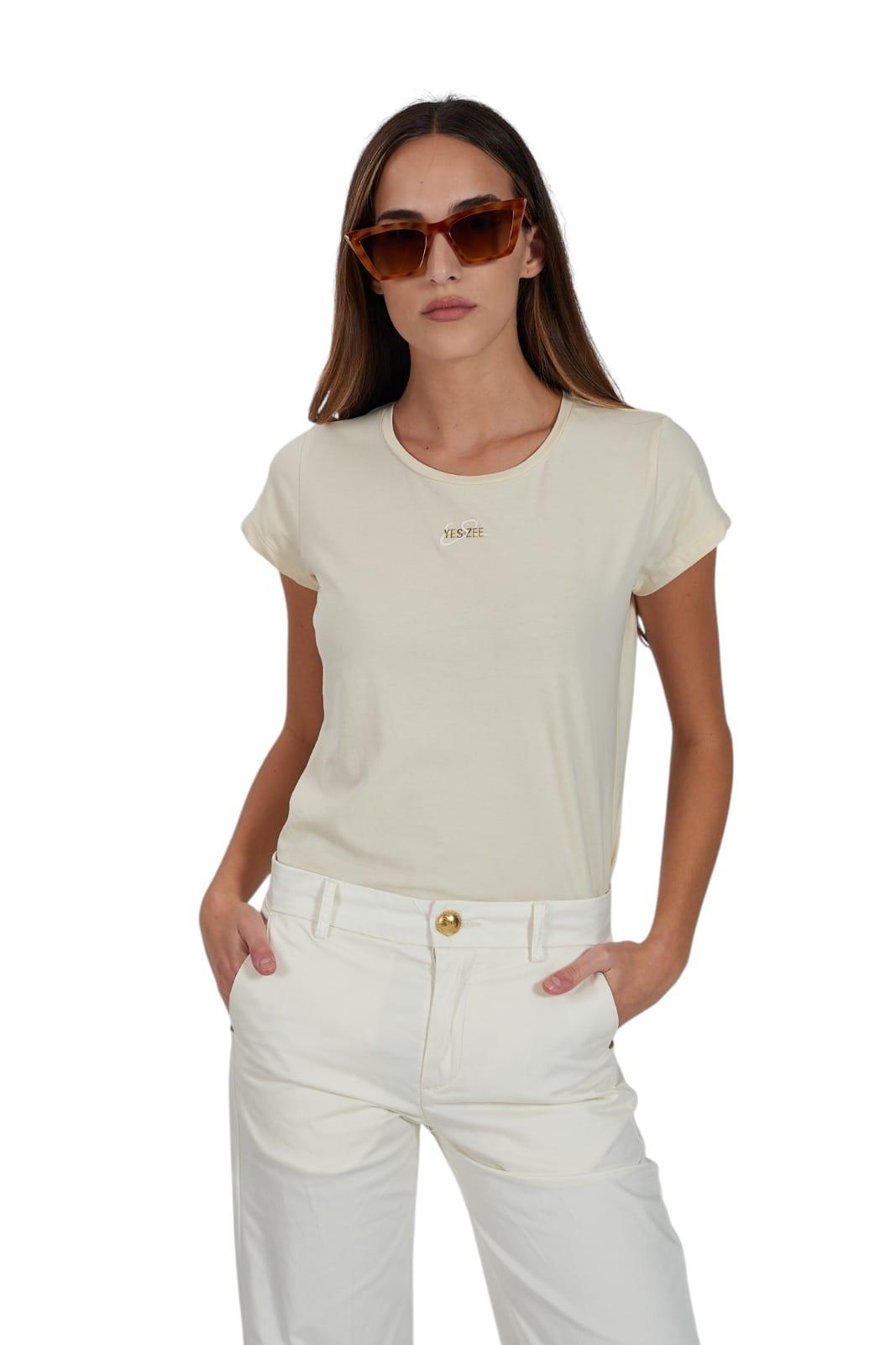 T-shirt donna girocollo Yes Zee beige