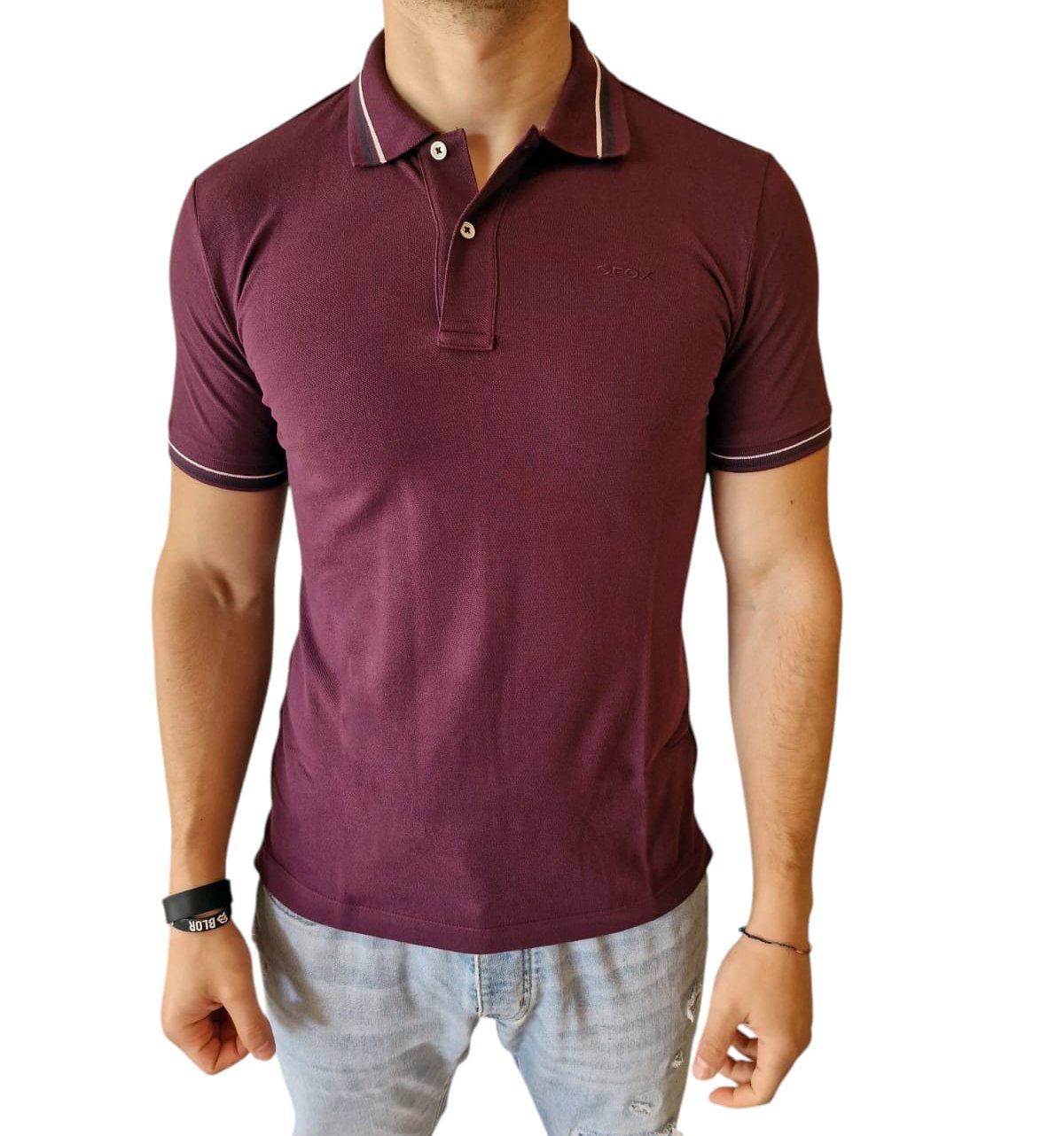 Polo manica corta da uomo Geox bordeaux