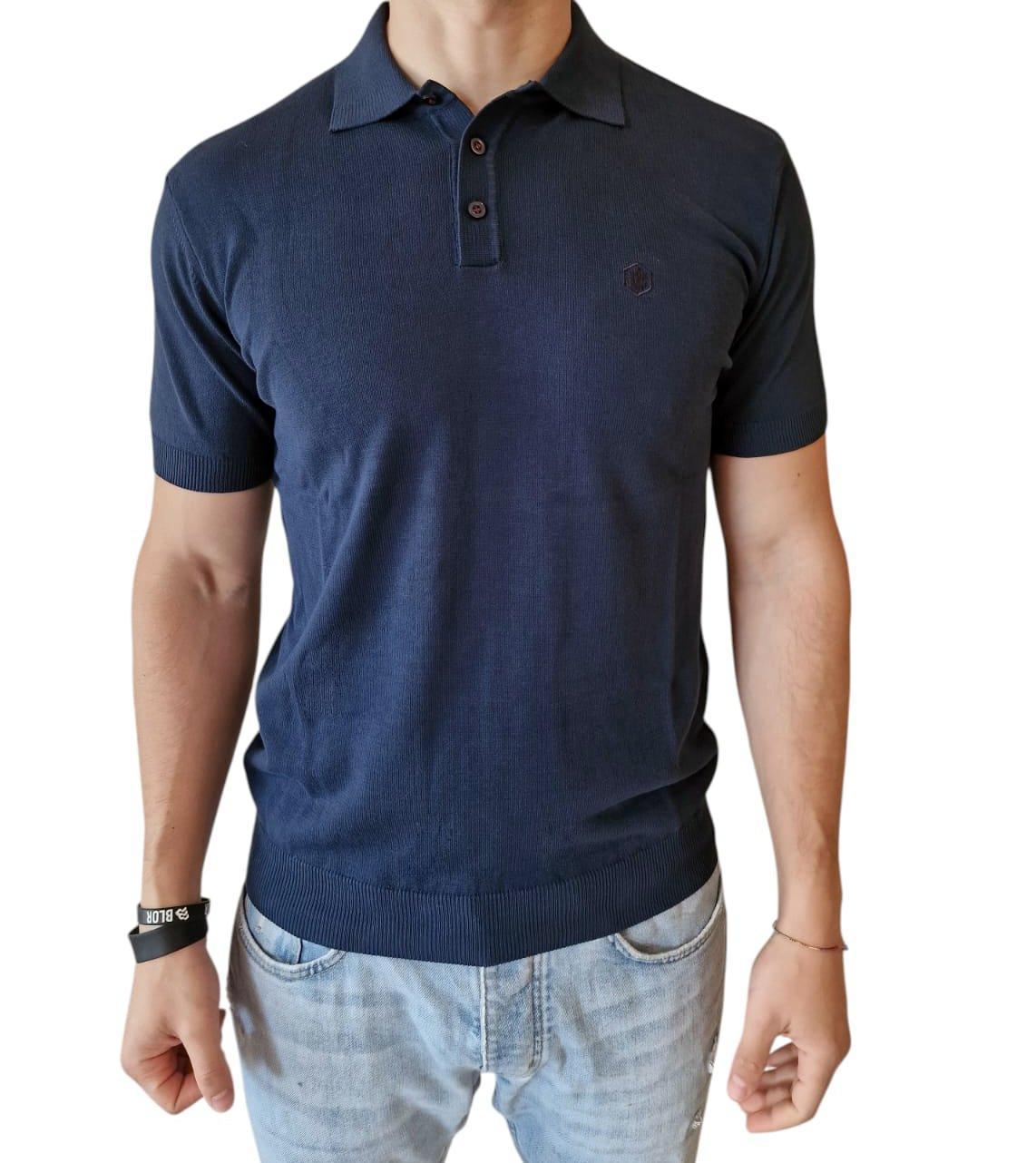 Polo in maglina di cotone da uomo Lumberjack blu