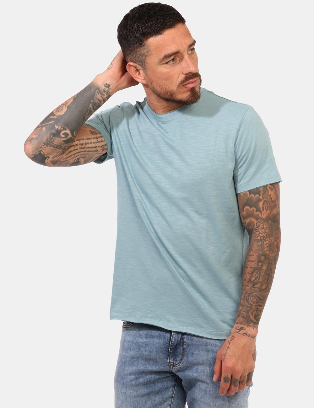 T-shirt girocollo da uomo Yes Zee azzurro