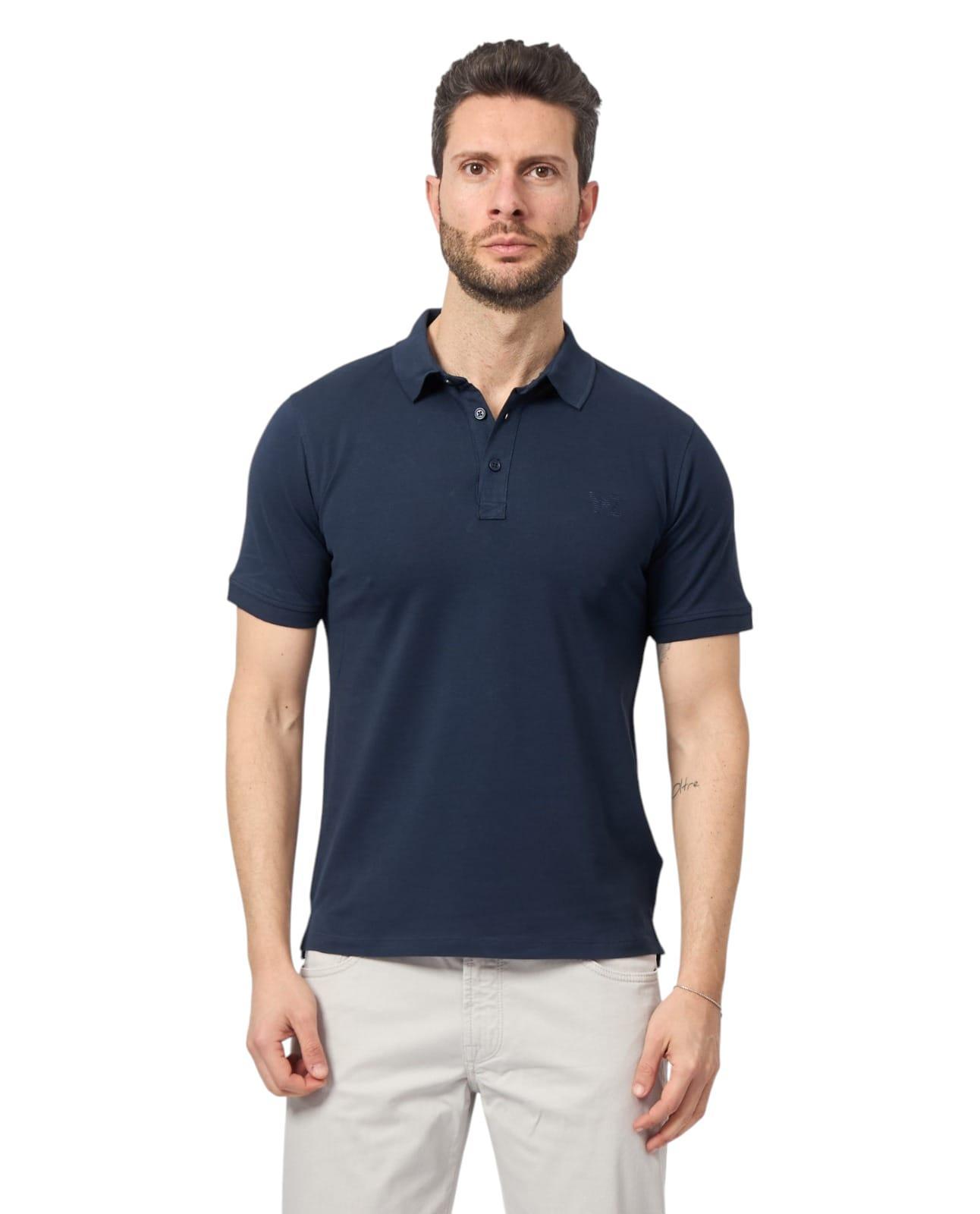 Polo mezza manica in cotone da uomo Yes Zee blu