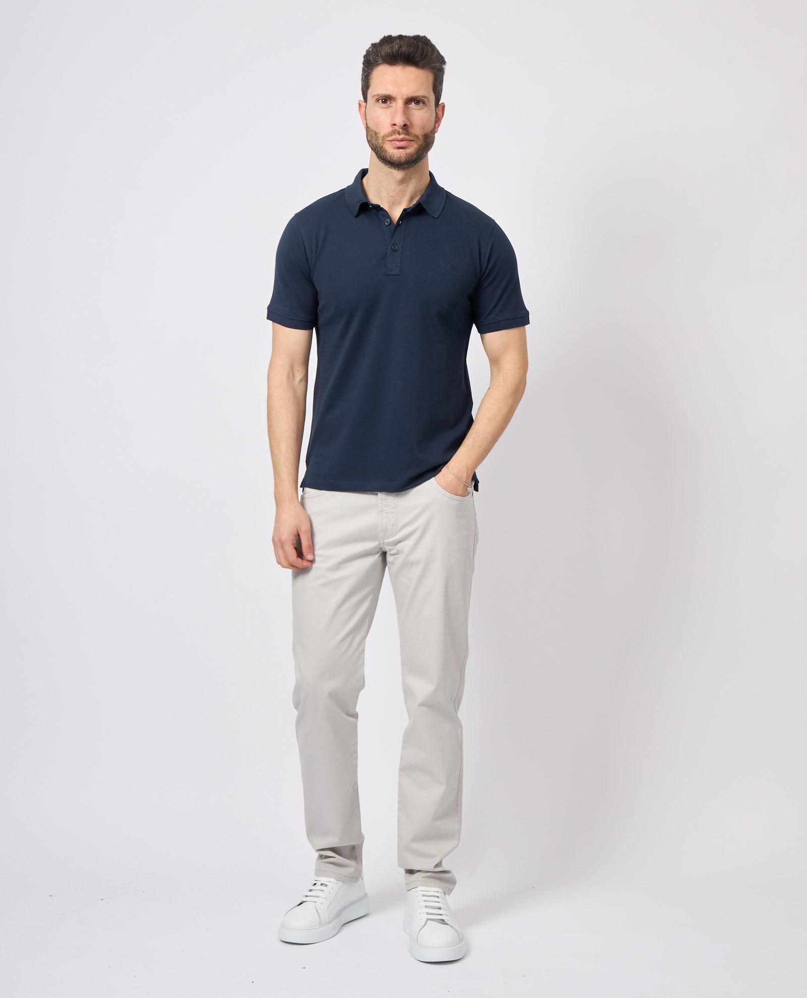 Polo mezza manica in cotone da uomo Yes Zee blu