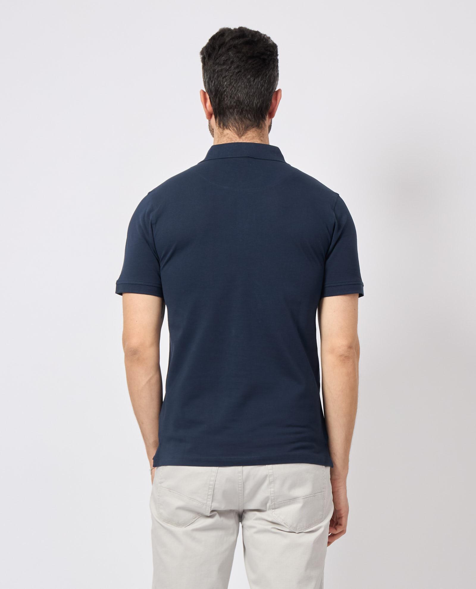 Polo mezza manica in cotone da uomo Yes Zee blu