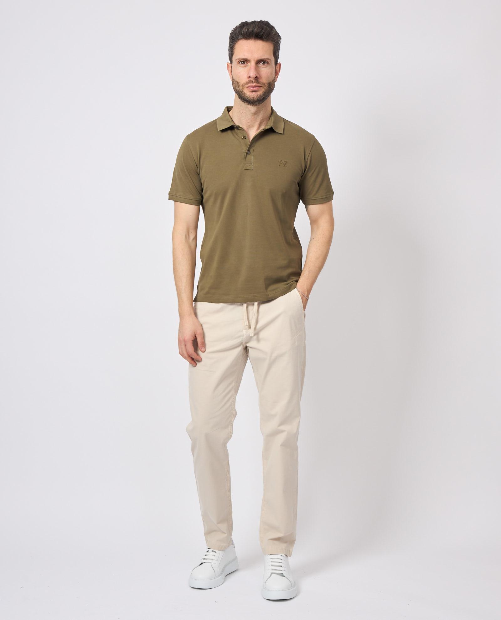 Polo mezza manica in cotone da uomo Yes Zee vere militare