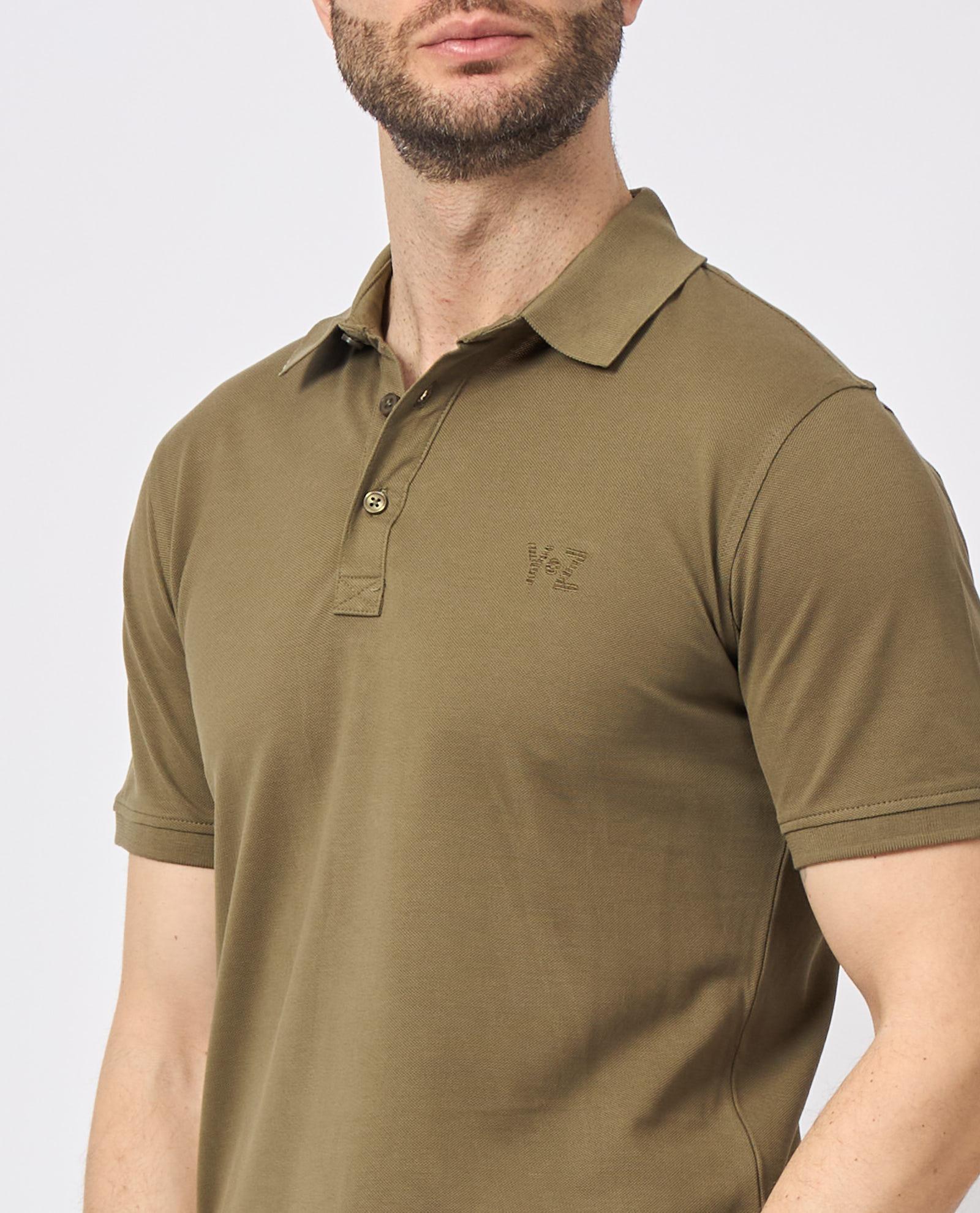 Polo mezza manica in cotone da uomo Yes Zee vere militare