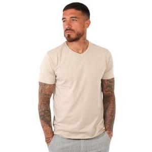T-shirt scollo v da uomo  beige