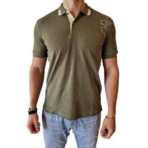Polo  manica corta in cotone da uomo verde militare