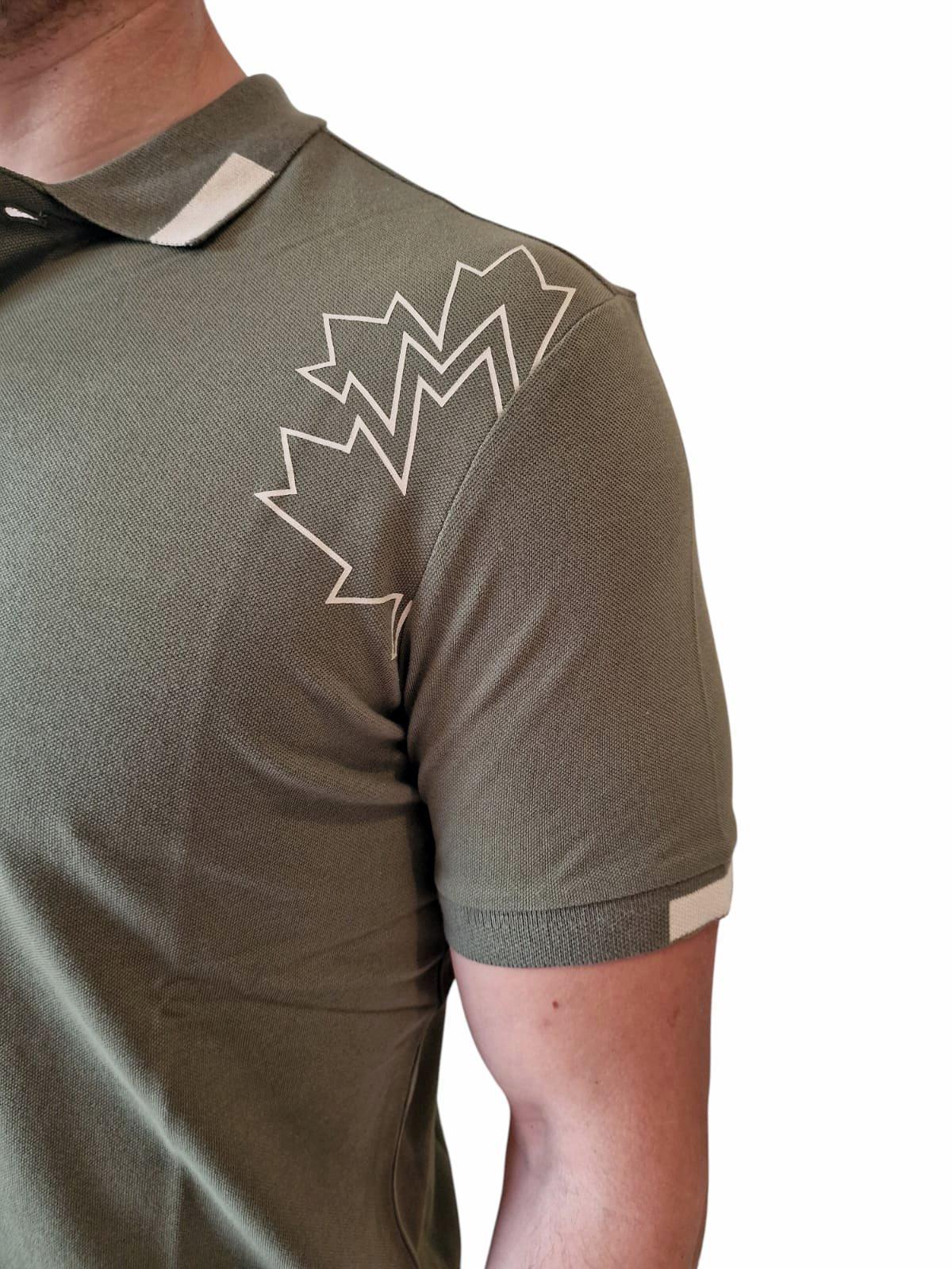 Polo Lumberjack manica corta in cotone da uomo verde militare