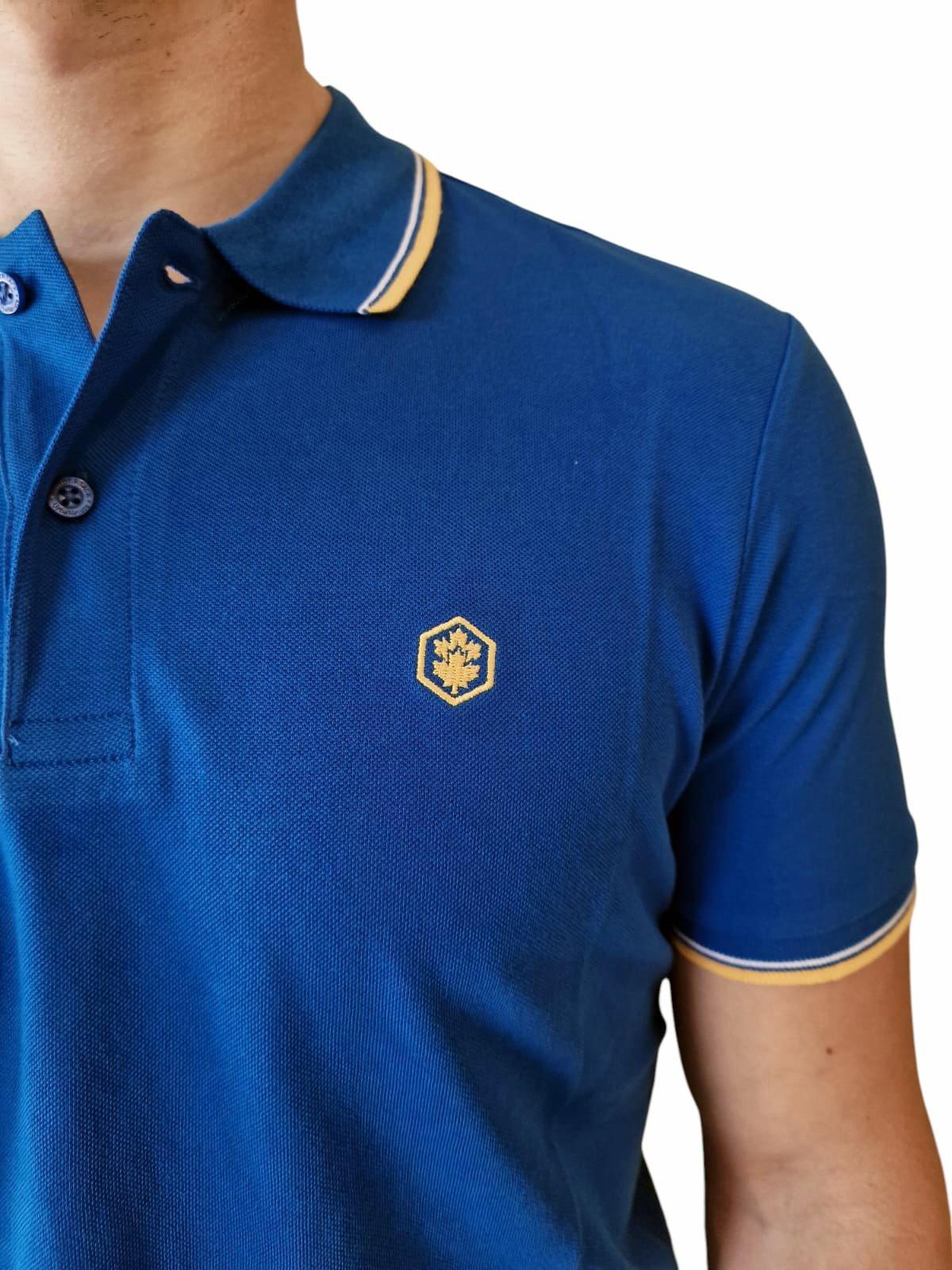 Polo Lumberjack manica corta in cotone da uomo blu