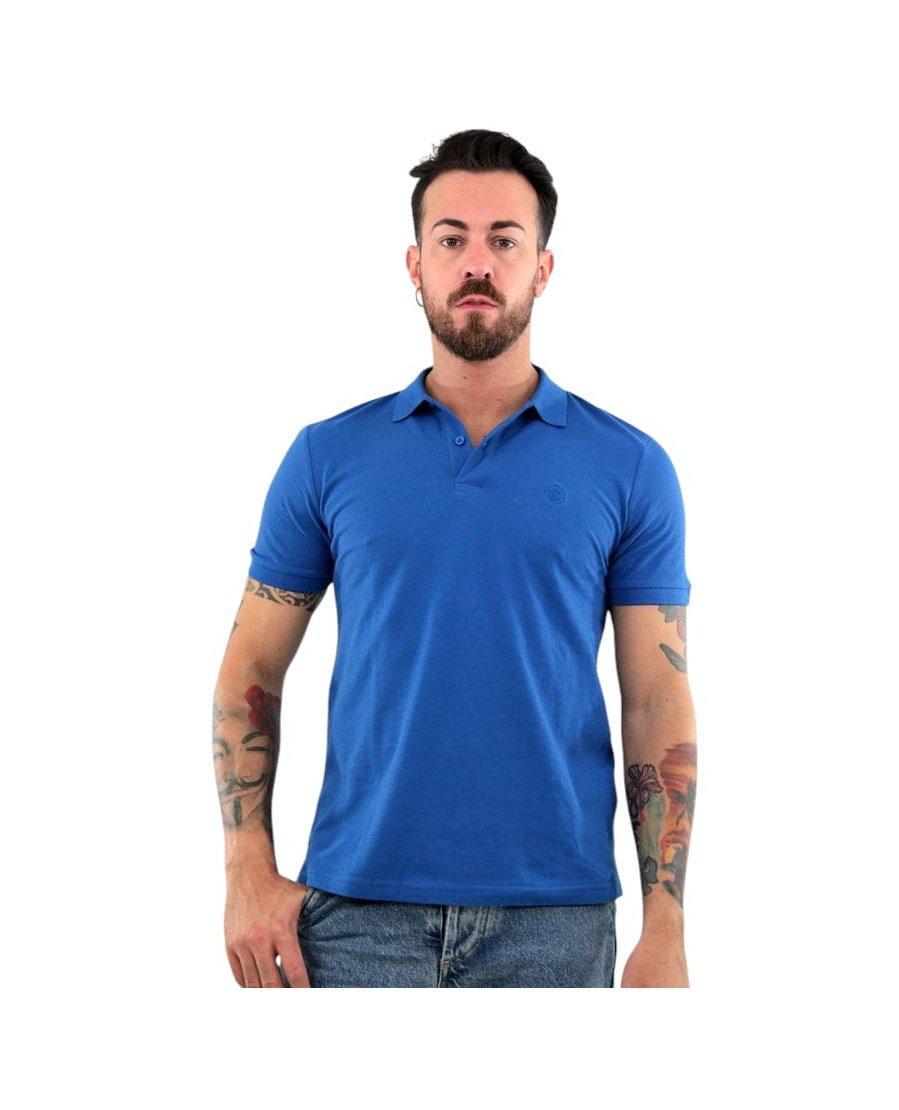 Polo Lumberjack manica corta in cotone da uomo blu royal