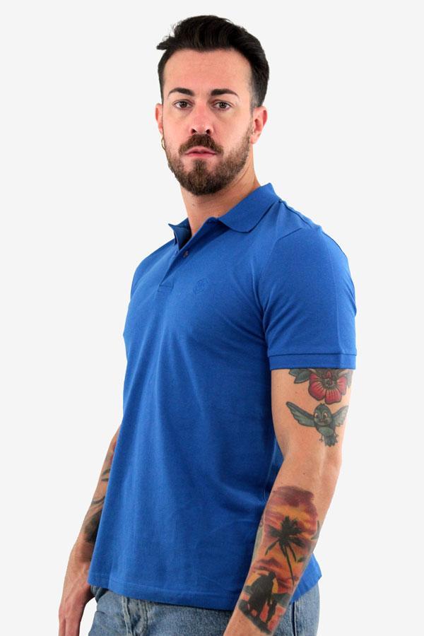 Polo Lumberjack manica corta in cotone da uomo blu royal