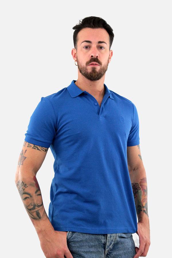 Polo Lumberjack manica corta in cotone da uomo blu royal