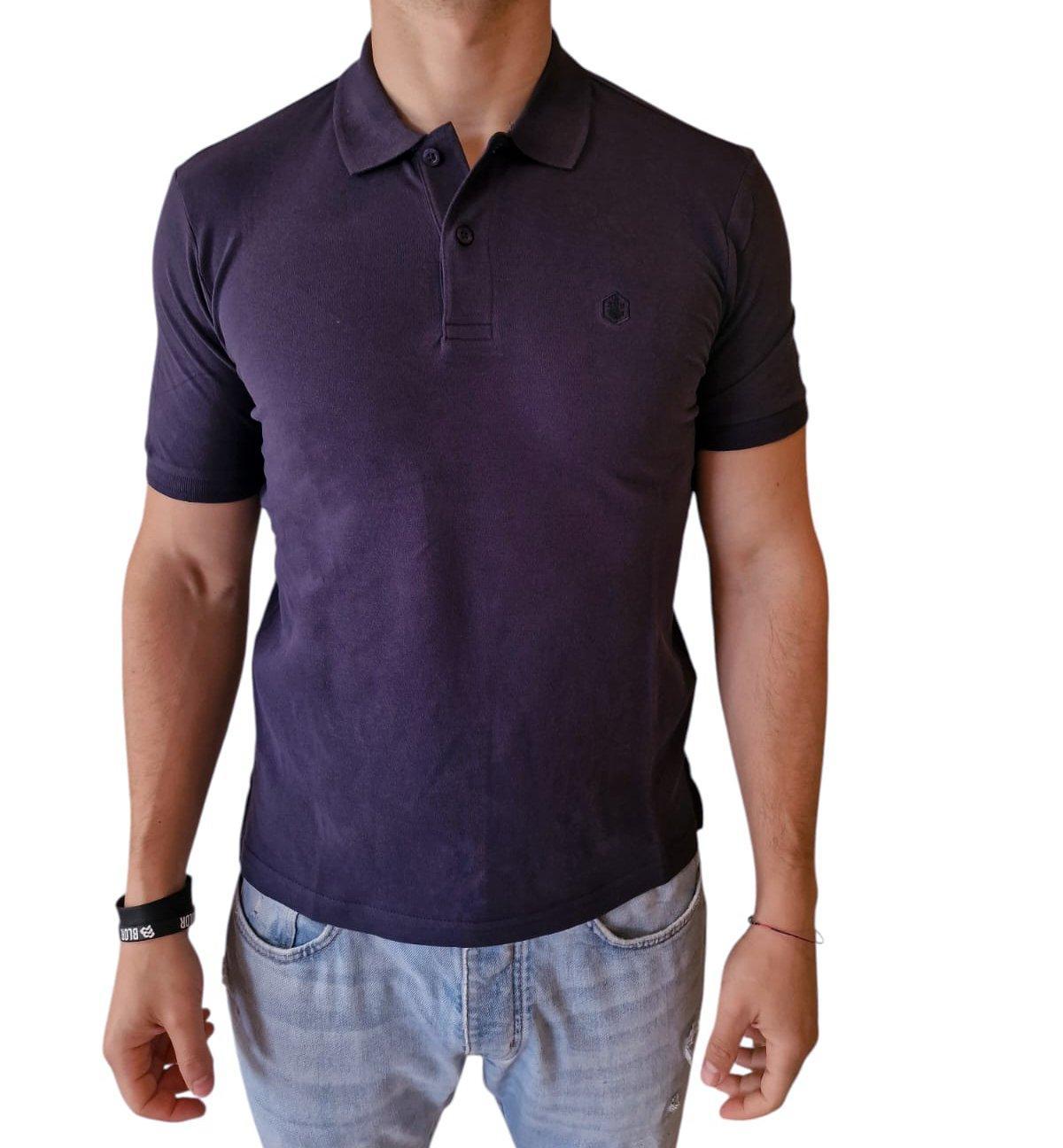 Polo Lumberjack manica corta in cotone da uomo blu