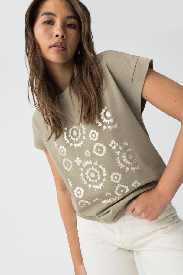 T-shirt girocollo donna con stampa Tiffosi